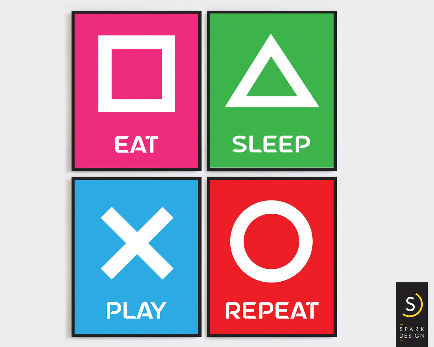 Eat Sleep Game Repeat Wall Art | Digital Download Artwork