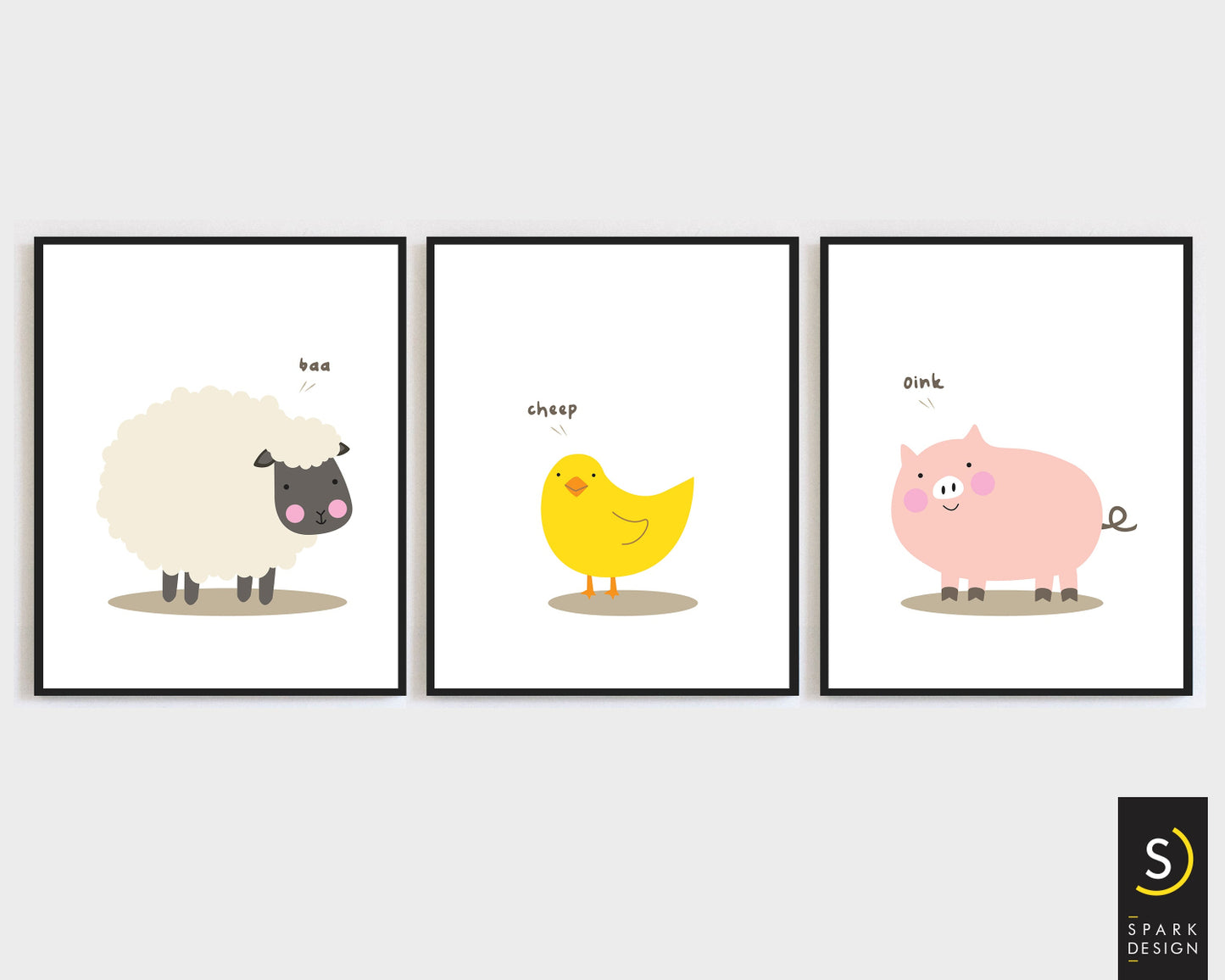 Cute Farm Animals Wall Art | Digital Download Artwork