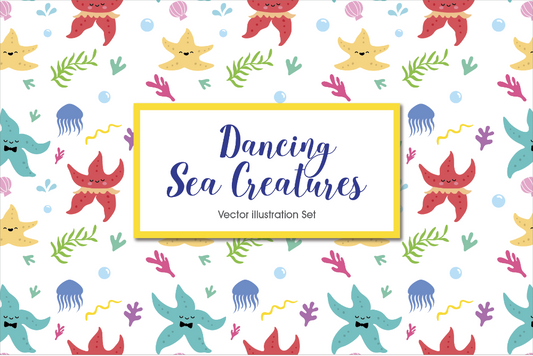 Dancing Sea Creatures Vector Illustration