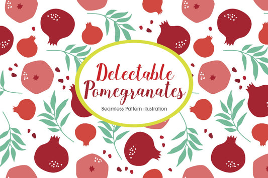 Delectable Pomegranates Seamless Pattern Illustration