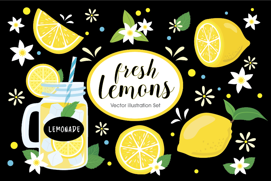 Spring Fresh Lemon Vector Illustration