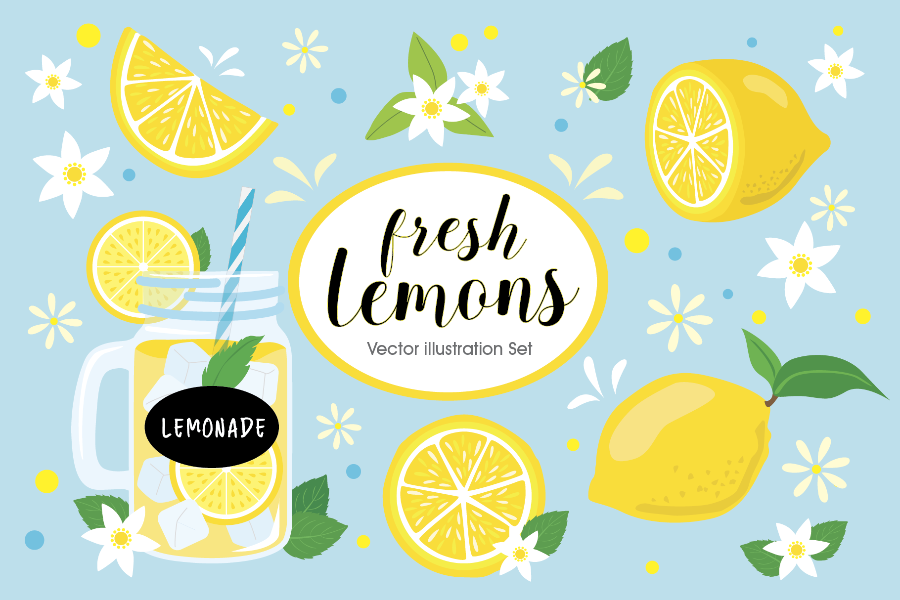 Spring Fresh Lemon Vector Illustration – Design by Spark