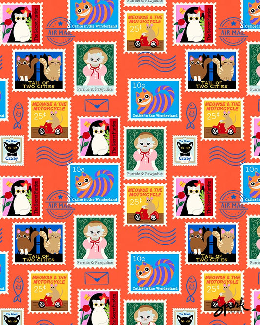 Classic Book Cat Stamps