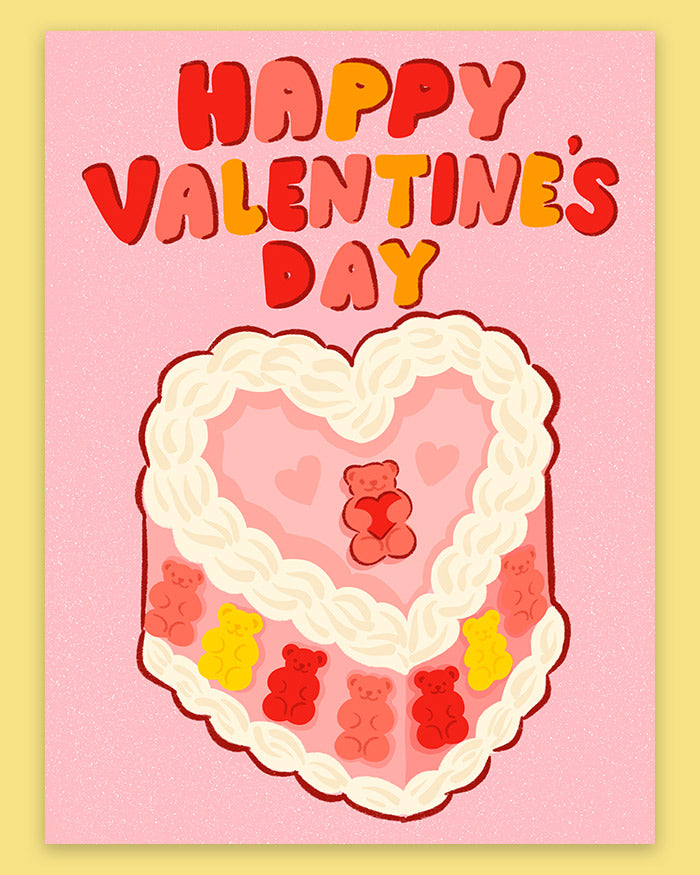 Gummy Bear Cake Valentine's Day Card