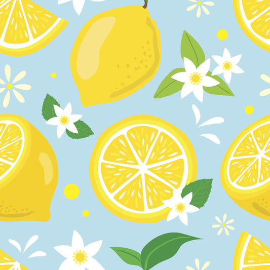 Fresh Spring Lemon Floral Pattern